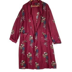 VTG Volare 100% Silk Long Robe Men OS Burgundy Golf Clubs Bag Balls Pockets Cuff